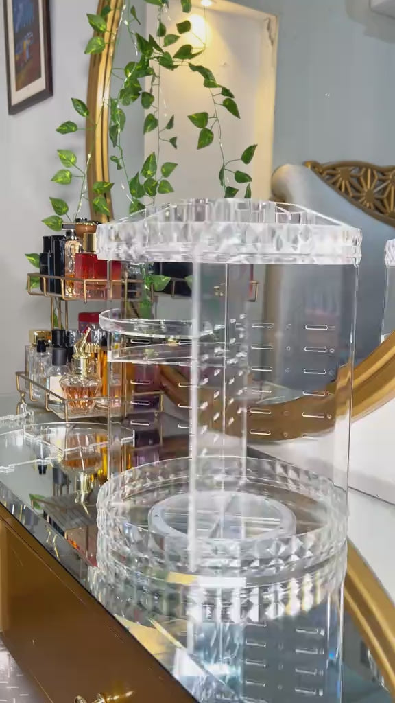 GlamOrganize Pro - 4-Tier 360° Rotating Makeup Organizer